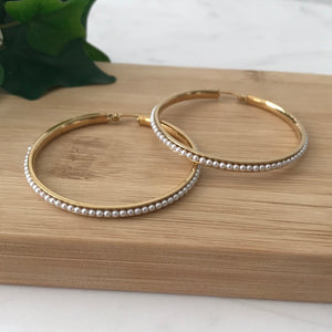 In-line Pearls Hoops Liquidación